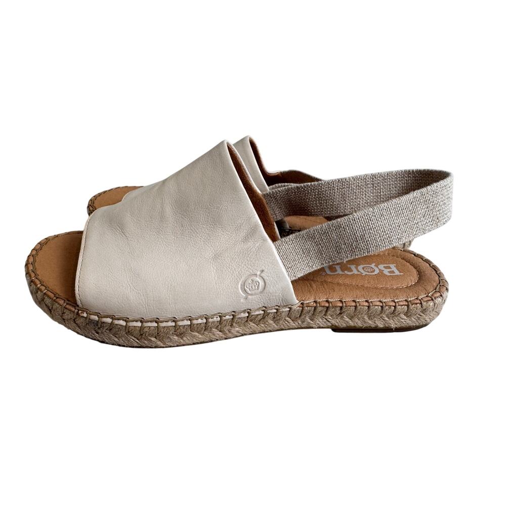 Born San Isabel Slingback espadrille sandals cream leather elastic heel strap 9